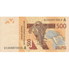 P119Aj Ivory Coast - 500 Francs Year 2021